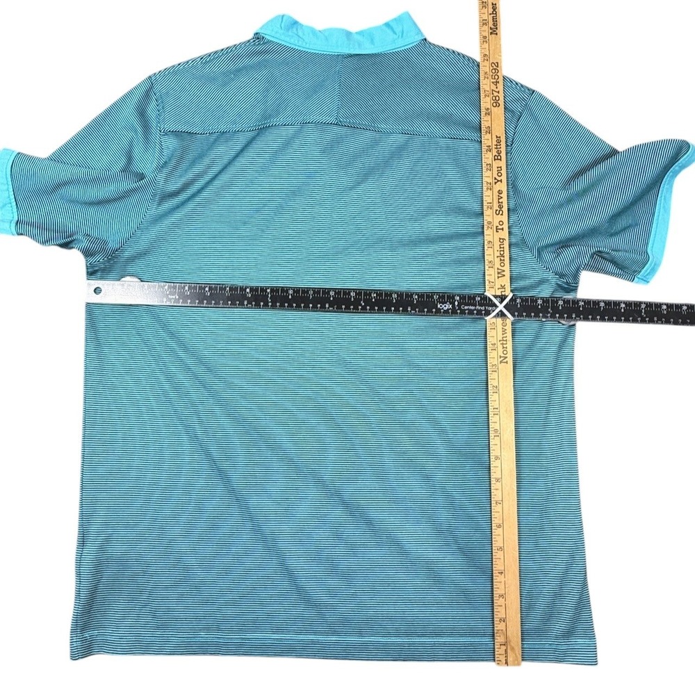 G-MAC by Kartel Polo Golf Shirt Men XL Turquoise Stripe Contrast Graeme McDowall - Picture 7 of 7